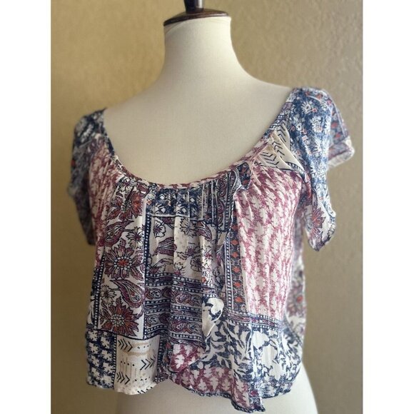 Billabong Women's Multi color Festival Moon Crop Top Size S M - Picture 5 of 9